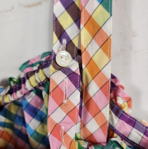 J.Crew Matching Set Button-Front Tank Top Tie-Front Midi Skirt Rainbow Gingham 6 - Picture 11 of 16